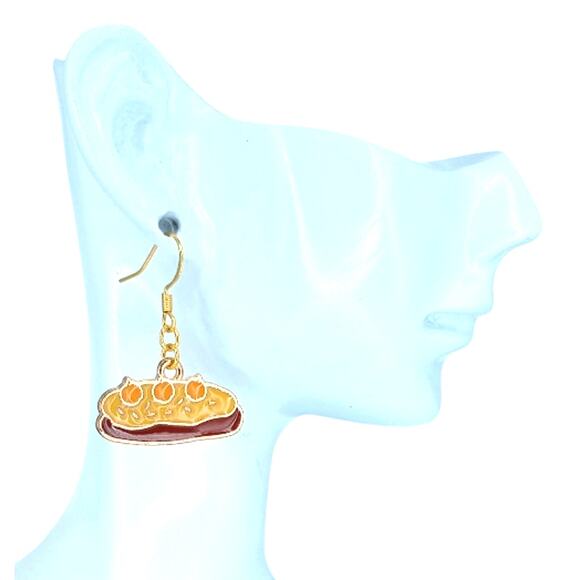 Pumpkin bread loaf dangle earrings — lightweight fall autumn jewelry - Picture 2 of 4